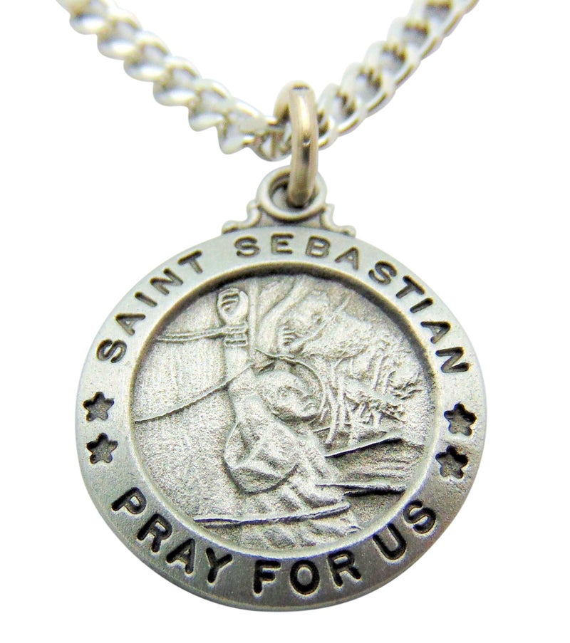 Westman Works Saint Sebastian Pewter Medal Gift Boxed Set with Holy Card Made in The USA - Image 1